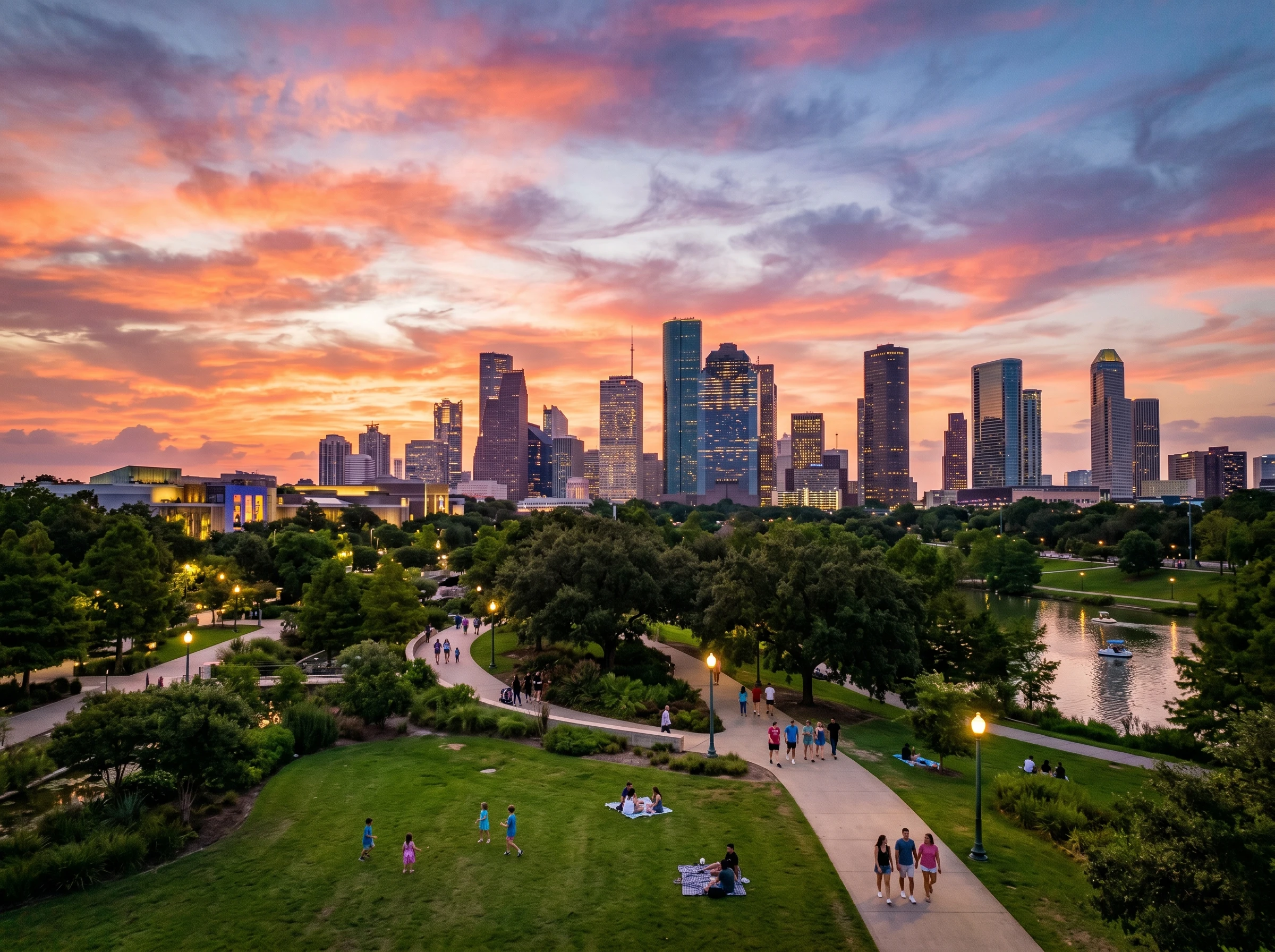 Houston skyline with kids activities